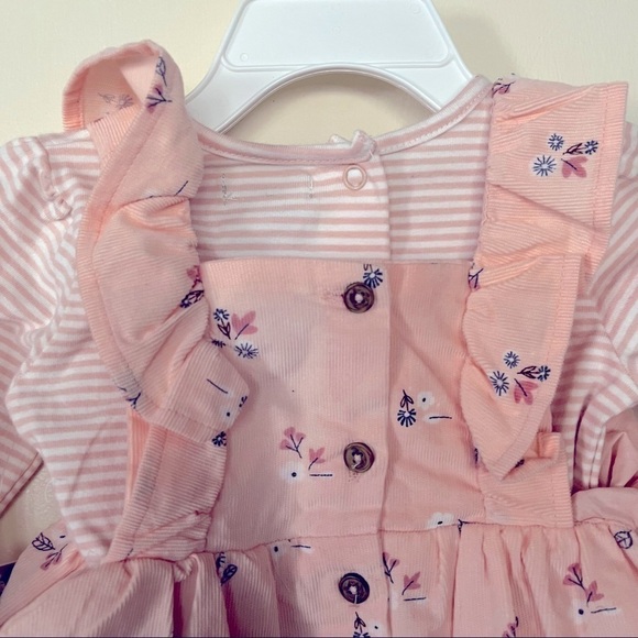 Tahari Corduroy Jumper 2-Piece Set, Peach/Coral Floral, Size 3-6 months - Picture 5 of 10